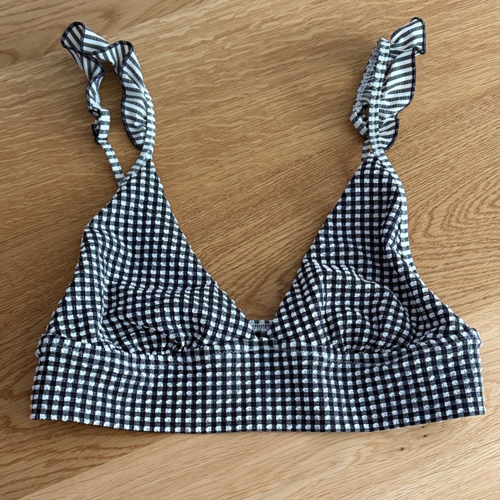 Aerie Black and White Checkered bikini top